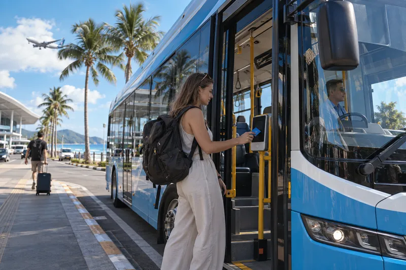 Phuket Smart Bus на прибрежной дороге Пхукета с бесконтактной оплатой